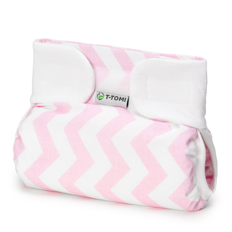 T-TOMI Orthopädisches Spreizhöschen für breites Wickeln - klettverschluss Pink zig-zag (3-6kg)
