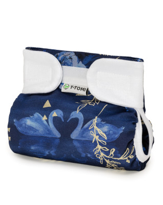 T-TOMI Orthopädisches Spreizhöschen für breites Wickeln - klettverschluss Swan lake (3-6kg)