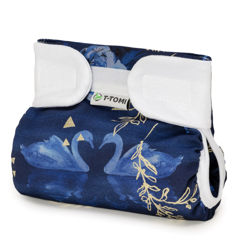 T-TOMI Orthopädisches Spreizhöschen für breites Wickeln - klettverschluss Swan lake (5-9kg)