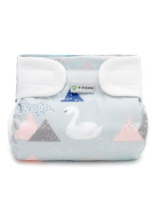 T-TOMI Orthopädisches Spreizhöschen für breites Wickeln - klettverschluss Swan (5-9kg)
