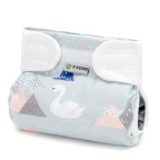 T-TOMI Orthopädisches Spreizhöschen für breites Wickeln PLUS - klettverschluss Swan (5-9kg)