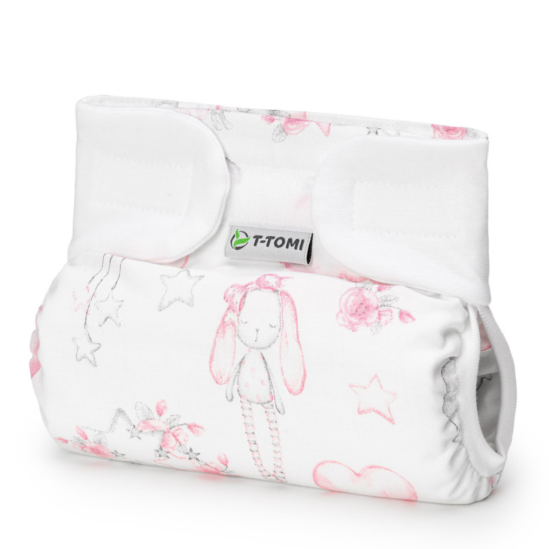 T-TOMI Orthopädisches Spreizhöschen für breites Wickeln - klettverschluss Sweet bunnies (3-6kg)