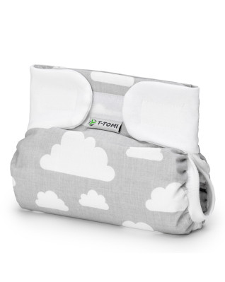 T-TOMI Orthopädisches Spreizhöschen für breites Wickeln - klettverschluss White clouds (3-6kg)