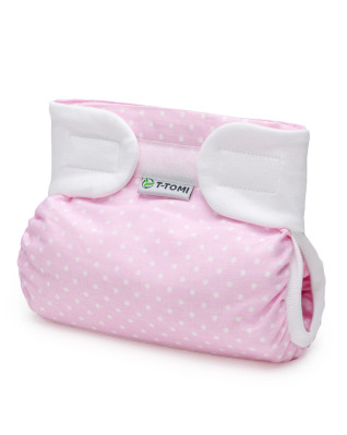 T-TOMI Orthopädisches Spreizhöschen für breites Wickeln - klettverschluss White dots (bis zu 3kg)