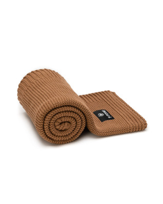 T-TOMI Gestrickte Decke Mocca waves