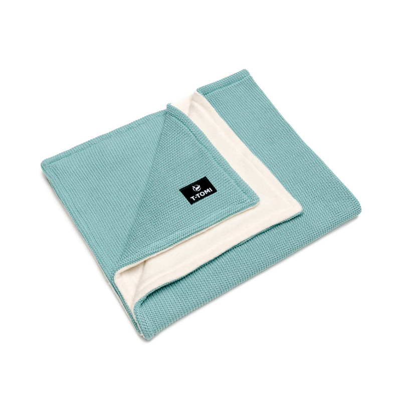 T-TOMI Gestrickte Decke WARM Mint waves