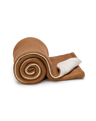 T-TOMI Gestrickte Decke WARM Mocca waves