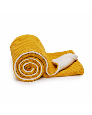 T-TOMI Gestrickte Decke WARM Mustard waves