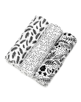 T-TOMI Mullwindeln HIGH QUALITY Black flowers